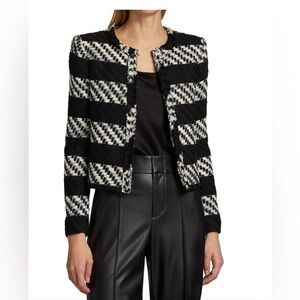 Alice + Olivia Kidman striped bouclé-tweed jacket
